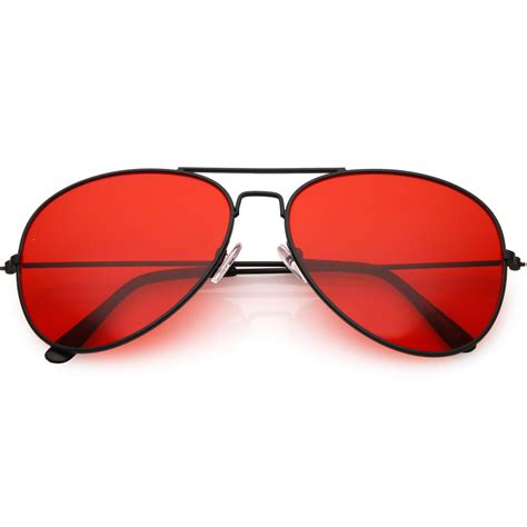 red lens aviator